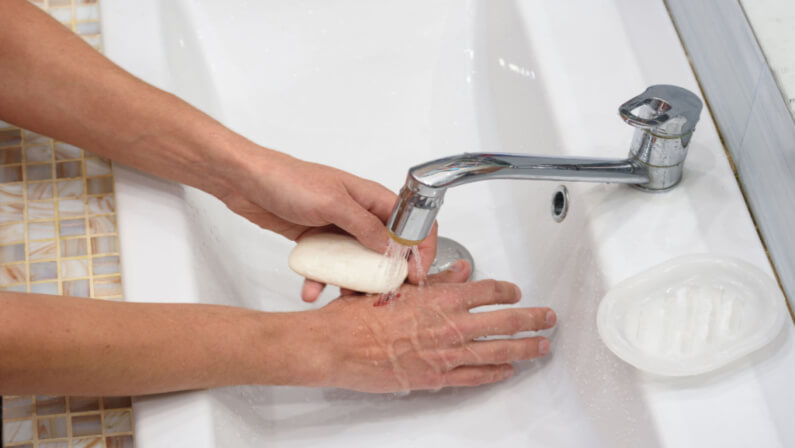 hand wound washing with soap
